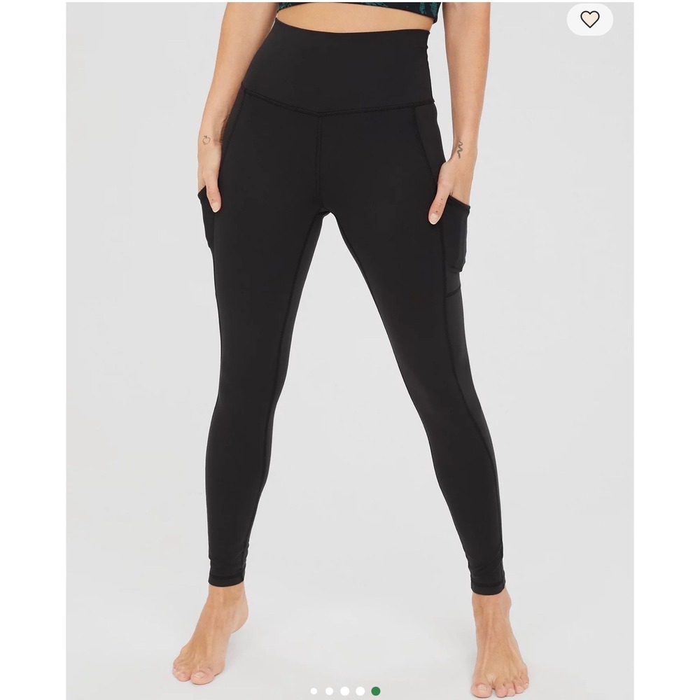 Aerie Black Leggings High Waisted Side Pockets Size Small 28"‎ Inseam